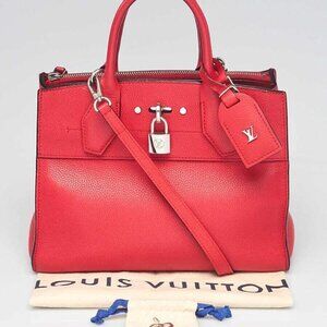 Louis Vuitton Red Leather City Steamer PM Bag